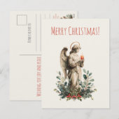 キャンドルと葉を持つクリスマスの天使  シーズンポストカード (正面/裏面)