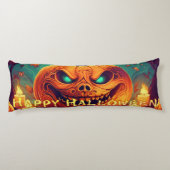キャンドルの中で怖い顔とカボチャ,ハロウィーン ボディピロー (裏面)