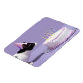 キャンドルの外吹にバースデーハットを着た猫 マグネット (左側)