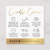 キャンドルの安全に関する説明ガイドホワイト&金ゴールドカード スクエア名刺 (正面)