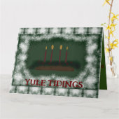 キャンドルを使った異教のユール祝福 カード (黄色い花)