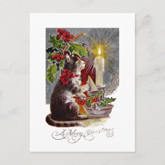 キャンドルを消す子猫 ポストカード (正面)