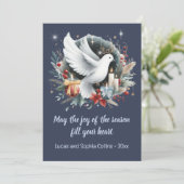 キャンドルを添えた花輪の平和の鳩 シーズンカード (スタンド正面)