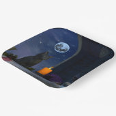 キャンドルを見るかわいい黒猫 ペーパープレート (傾斜あり)