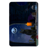 キャンドルを見るかわいい黒猫 マグネット (縦)