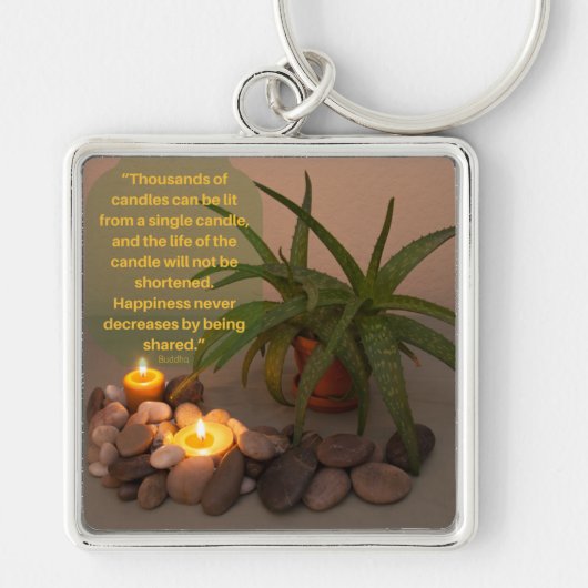 キャンドルアロエ写真と仏引用文 キーホルダー (正面)