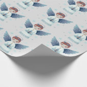 キャンドルエレガントを持つ北欧クリスマスエンジェル ラッピングペーパー (角)