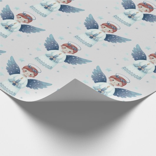 キャンドルエレガントを持つ北欧クリスマスエンジェル ラッピングペーパー (角)