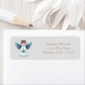 キャンドルエレガントを持つ北欧クリスマスエンジェル ラベル (インサイチュ)