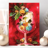 キャンドルエレガント付きヴィンテージクリスマスワイングラス シーズンカード