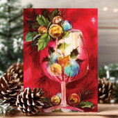 キャンドルエレガント付きヴィンテージクリスマスワイングラス シーズンカード