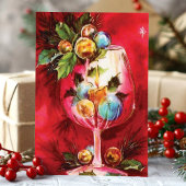 キャンドルエレガント付きヴィンテージクリスマスワイングラス シーズンカード