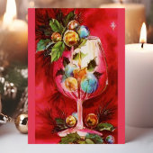 キャンドルエレガント付きヴィンテージクリスマスワイングラス シーズンポストカード