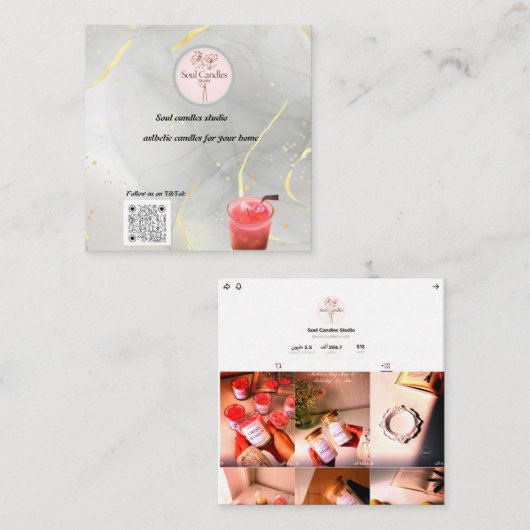 キャンドルエレガント名刺 | ソウルキャンドルスタジオ スクエア名刺 (正面/裏面)
