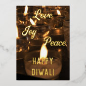 キャンドルエレガント実在ゴールド箔ハッピーDiwali箔H 箔シーズンカード (正面)