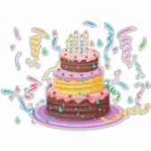 キャンドルカラフルお誕生日ケーキ シール (正面)
