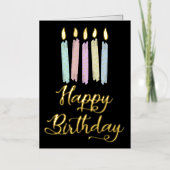 キャンドルカラフルハッピーバースデー実在 箔グリーティングカード (正面)