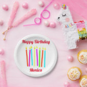キャンドルカラフルハッピーバースデー紙プレート ペーパープレート (パーティー)