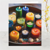 キャンドルカラフルハッピーバースデー カード (黄色い花)