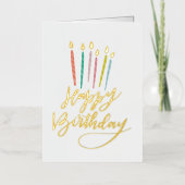 キャンドルカラフルハッピーバースデー 箔グリーティングカード (正面)
