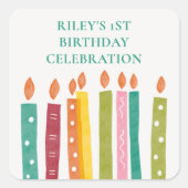 キャンドルカラフルモダンクラシック誕生日 スクエアシール (正面)