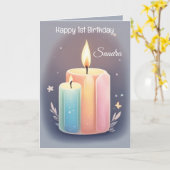 キャンドルカラフルレットハッピーバースデー カード (黄色い花)