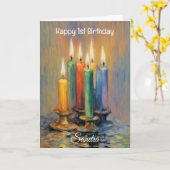 キャンドルカラフルレットハッピーバースデー カード (黄色い花)