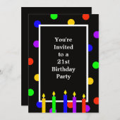 キャンドルカラフル21歳の誕生日パーティの招待状 招待状 (正面/裏面)