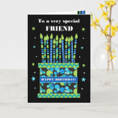 キャンドルカード付き友人お誕生日ケーキ カード (黄色い花)