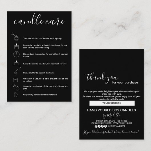 キャンドルカ気にードのサンキューカードロゴのコードを追加 名刺 (正面/裏面)