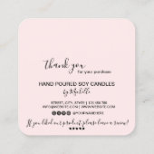 キャンドルカ気にードのサンキューカードロゴの追加 スクエア名刺 (裏面)