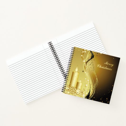 キャンドルクリスマスホリーきらめくオン背景 ノートブック (内部)