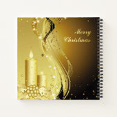 キャンドルクリスマスホリーきらめくオン背景 ノートブック (裏面)