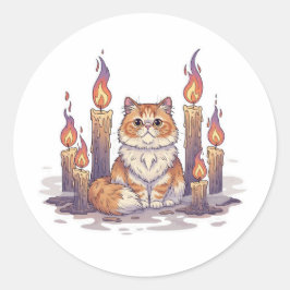 キャンドルサークルペルシア不気味語 – ハロウィーン猫 ラウンドシール