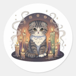 キャンドルサークルFold – スコティッシュフォールドキャットハロウィン ラウンドシール