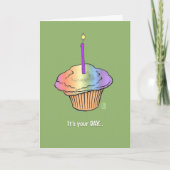 キャンドルザタ絵を描ウン誕生日付きカップケーキ カード (正面)