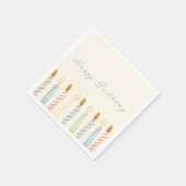 キャンドルシンプルパーティー付きハッピーバースデー スタンダードカクテルナプキン (角)