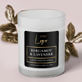 キャンドルジャー製品ラベルエレガントブラック&金ゴールドロゴ スクエアシール