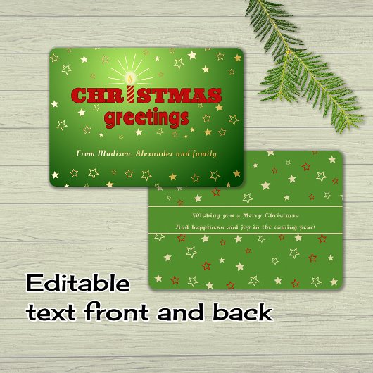 キャンドルスタークリスマスグリーティングフォイルカード 箔シーズンカード