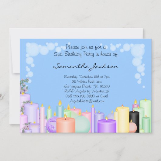 キャンドルスパバースデーパーティ招待状 招待状 (正面)