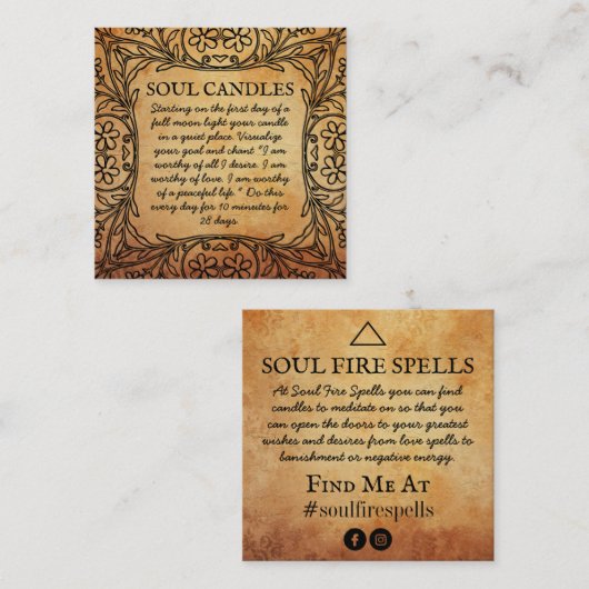 キャンドルスペルの指示 スクエア名刺 (正面/裏面)