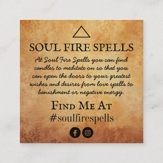 キャンドルスペルの指示 スクエア名刺 (裏面)