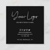 キャンドルセーフティガイドブラック&シルバースクリプトロゴ スクエア名刺 (裏面)