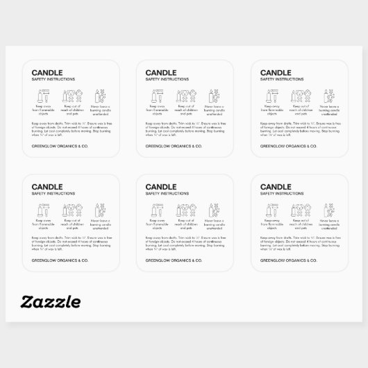 キャンドルセーフティラベルと気に教示シール スクエアシール (シート)