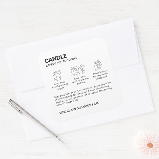 キャンドルセーフティラベルと気に教示シール スクエアシール (封筒)