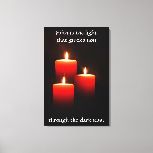 キャンドルトリオと詩の黒いキャンバス印刷 キャンバスプリント (正面)