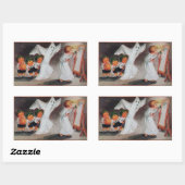 キャンドルハロウィンステッカー付きヴィンテージガール 長方形シール (シート)