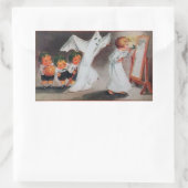 キャンドルハロウィンステッカー付きヴィンテージガール 長方形シール (バッグ)