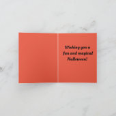 キャンドルハロウィーンのグリーティングカードを持つヴィンテージの女の子 カード (内部)