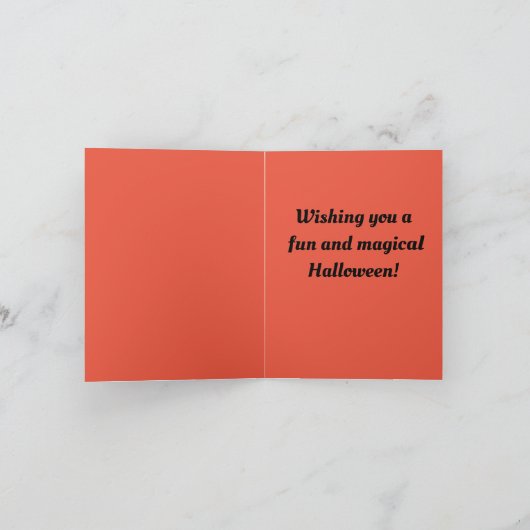 キャンドルハロウィーンのグリーティングカードを持つヴィンテージの女の子 カード (内部)